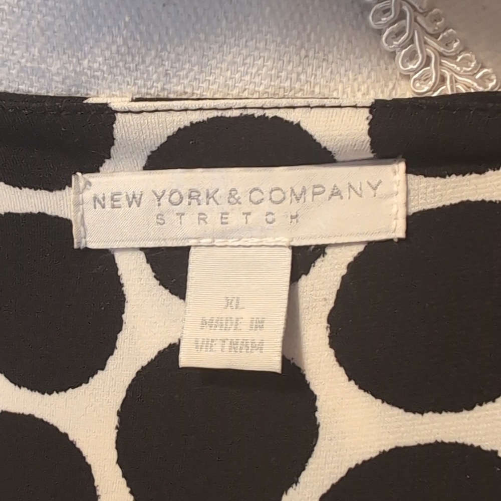 New York & Company Black and White Polka Dot Stretch Dress Cap Sleeve XL - Picture 10 of 13